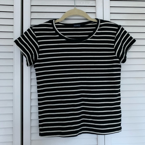Brandy Melville Tops - Black and white striped brandy Melville tshirt